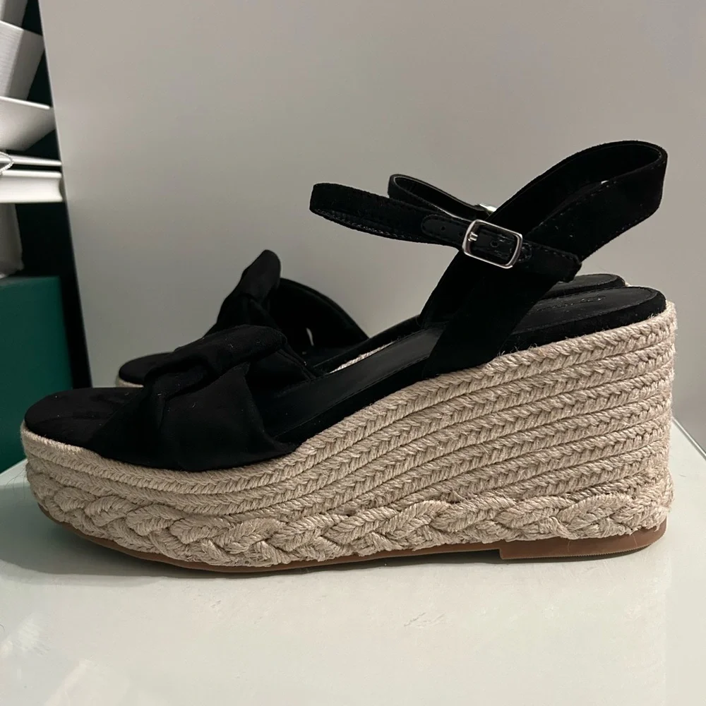 The Drop Black Platform Wedge Espadrille Style Jeremy - Picture 2 of 5